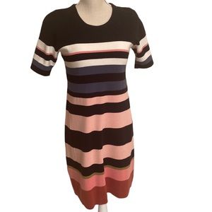 Ann Taylor Factory Women SS Multicolor Striped Sweater Dress 100% Cotton Size XS